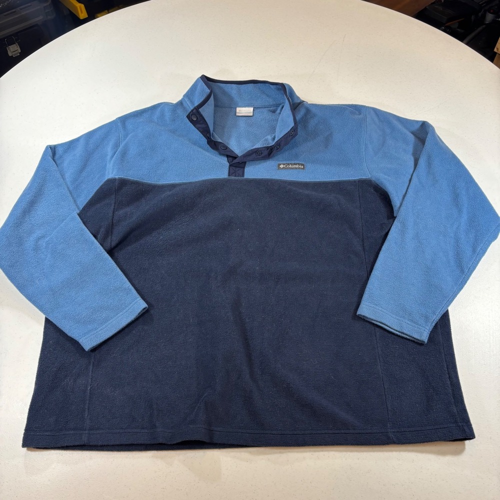 Columbia Mens 4X Blue Colorblock Steens Mountain Fleece Half T Snap Pullover